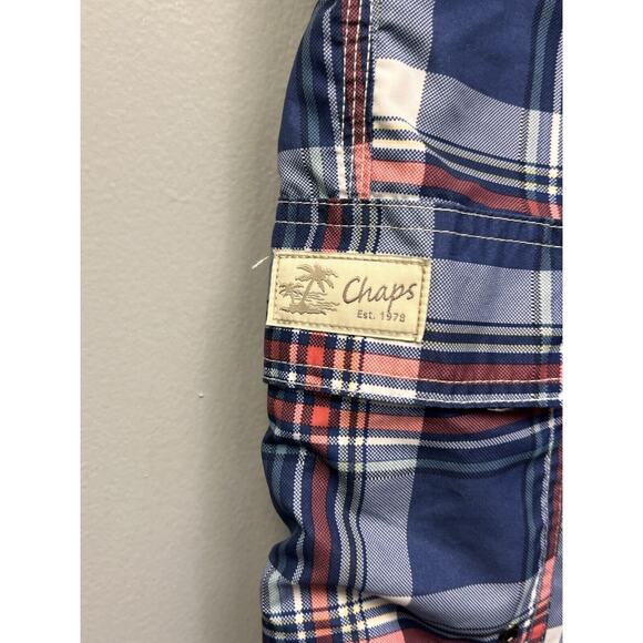 Ralph‎ Lauren Chaps Swim Shorts Trunks Mens Large Blue Plaid Lined Board Prep - Picture 9 of 9